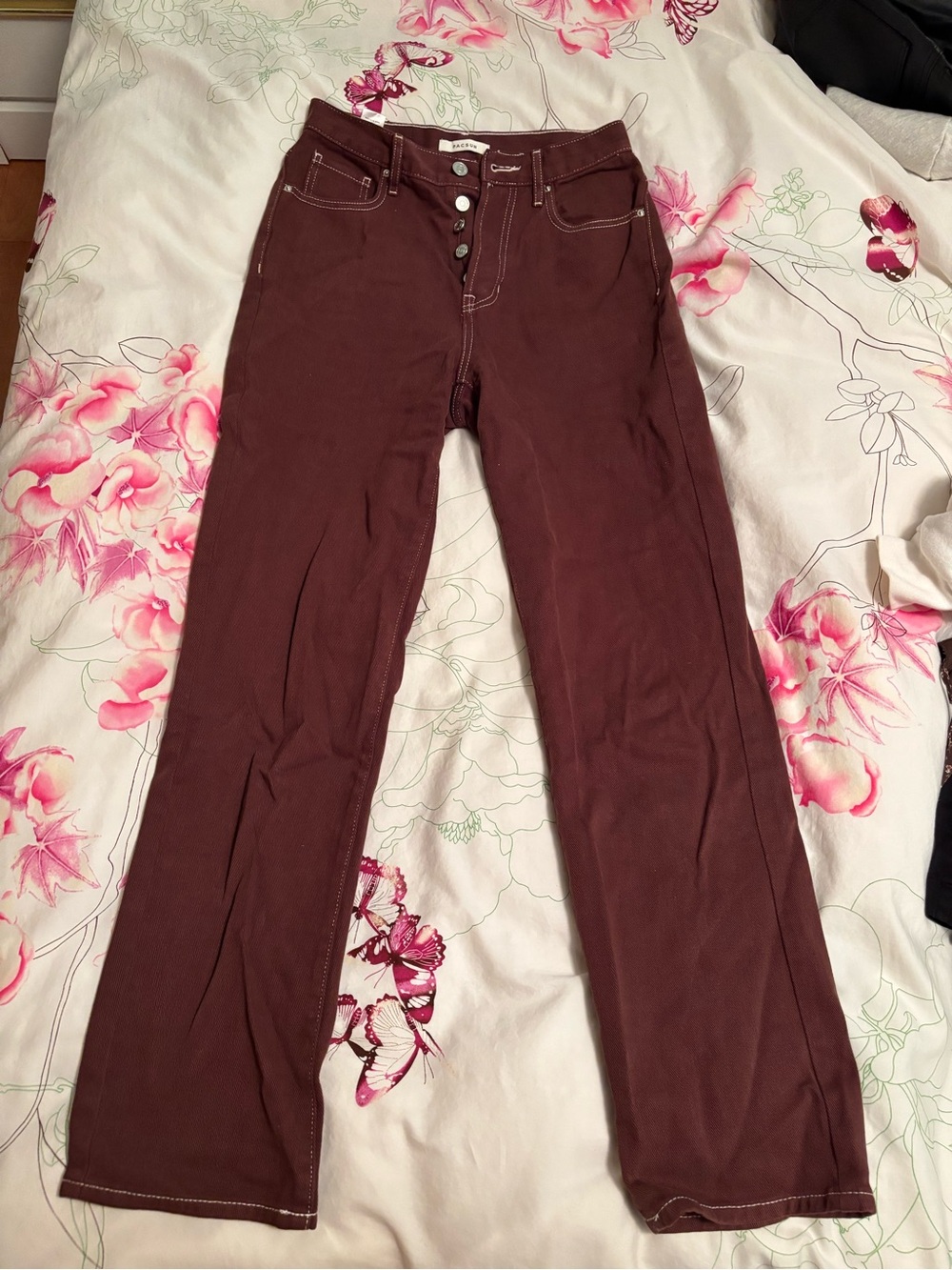 Brown High Rise Straight Leg Jeans